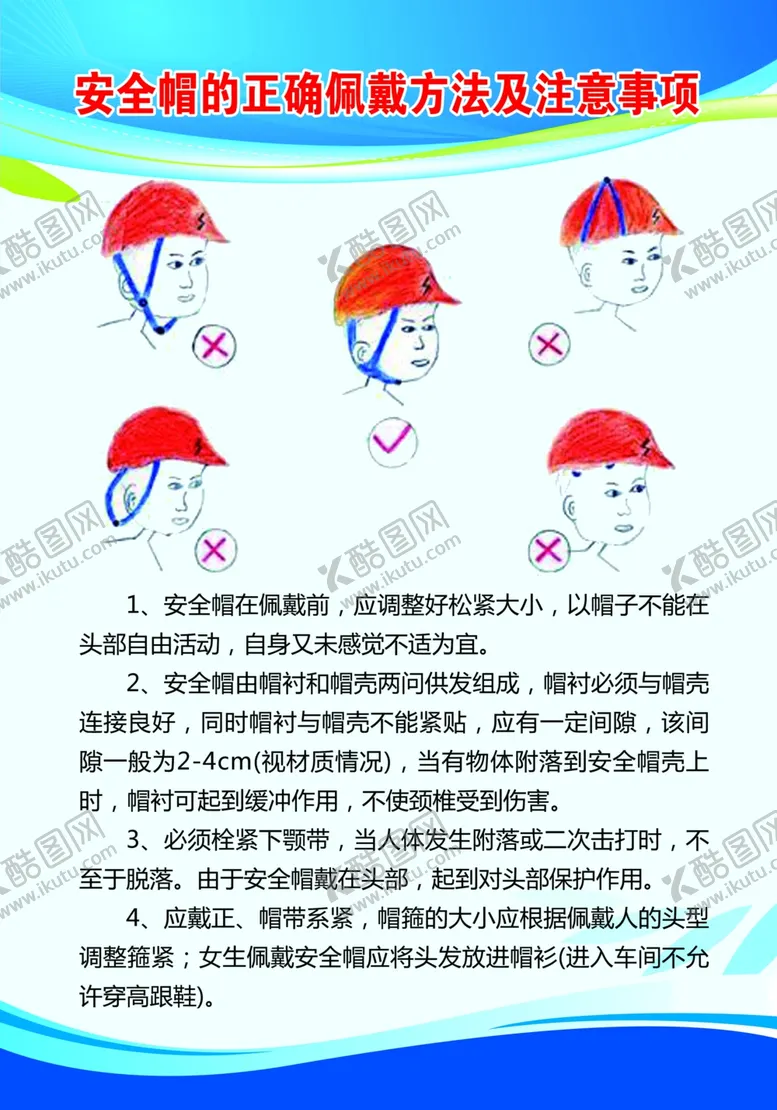 编号：19639704261547393458【酷图网】源文件下载-安全帽的正确佩戴方法及注意事项