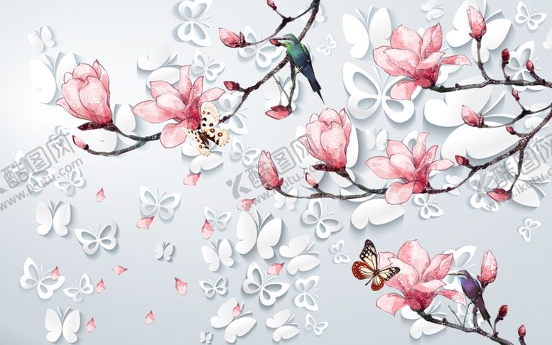 编号：27351809091819255278【酷图网】源文件下载-玉兰花背景墙