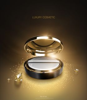 气垫霜黑金背景美妆海报设计