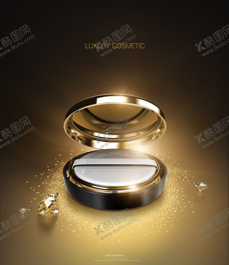 编号：43045810300251291387【酷图网】源文件下载-气垫霜黑金背景美妆海报设计