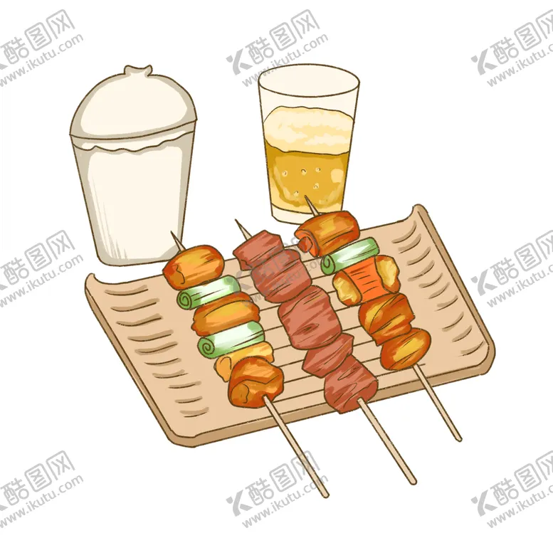 编号：14793509270033127412【酷图网】源文件下载-烤串烧烤卡通插画  