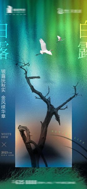 白露海报房地产秋天插画