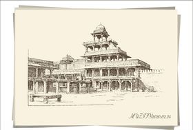 建筑物装饰画手绘稿