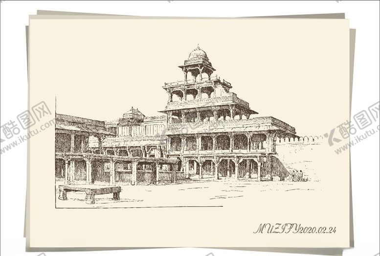 编号：32405310201159451364【酷图网】源文件下载-建筑物装饰画手绘稿