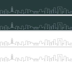 苏州城市剪影矢量线描