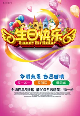 生日快乐派对贺卡过蛋糕