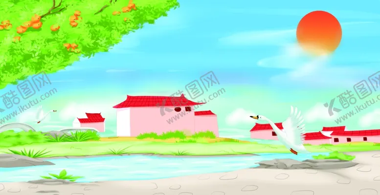 编号：88171902130947599686【酷图网】源文件下载-卡通江河风景