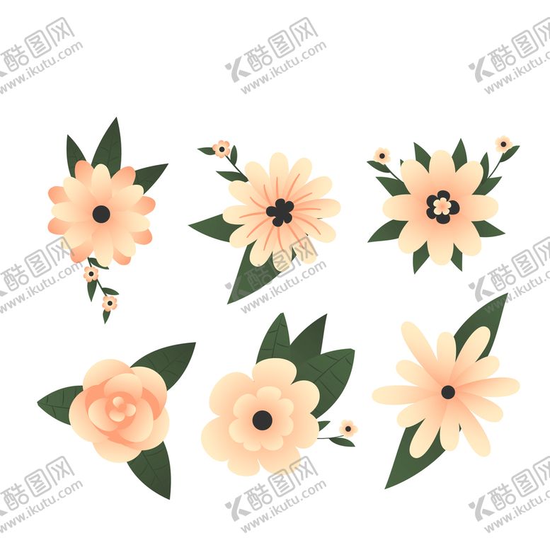 编号：32185610070708263410【酷图网】源文件下载-各种花朵手绘 