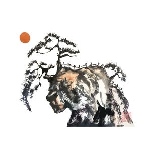 水墨中国风迎客松