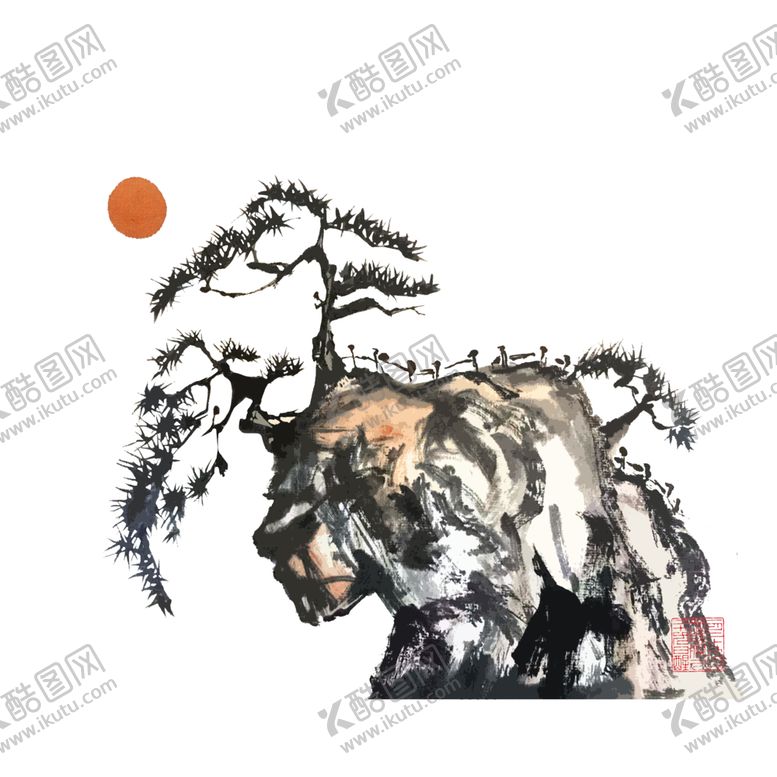 编号：42782205171732188476【酷图网】源文件下载-水墨中国风迎客松