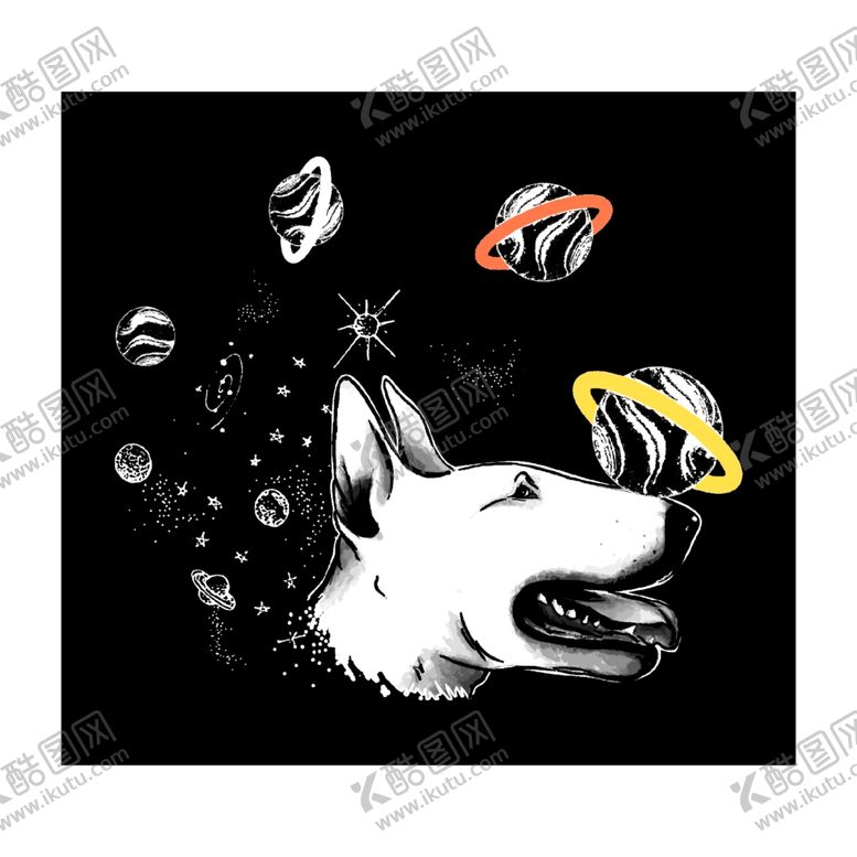 编号：87246509161544434036【酷图网】源文件下载-牛头梗动物T恤印花图案