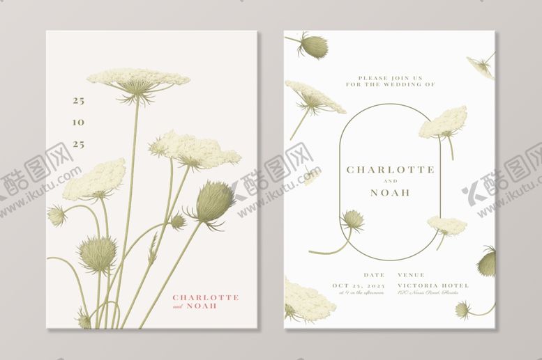 编号：17255609220212474673【酷图网】源文件下载-简约花卉婚礼请柬设计