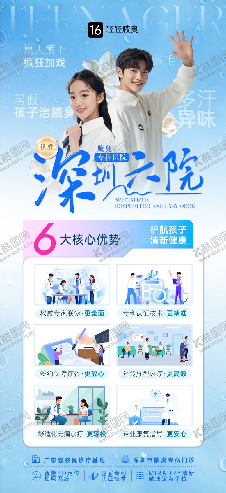 编号：94636411121358581468【酷图网】源文件下载-腋臭医院六大优势海报