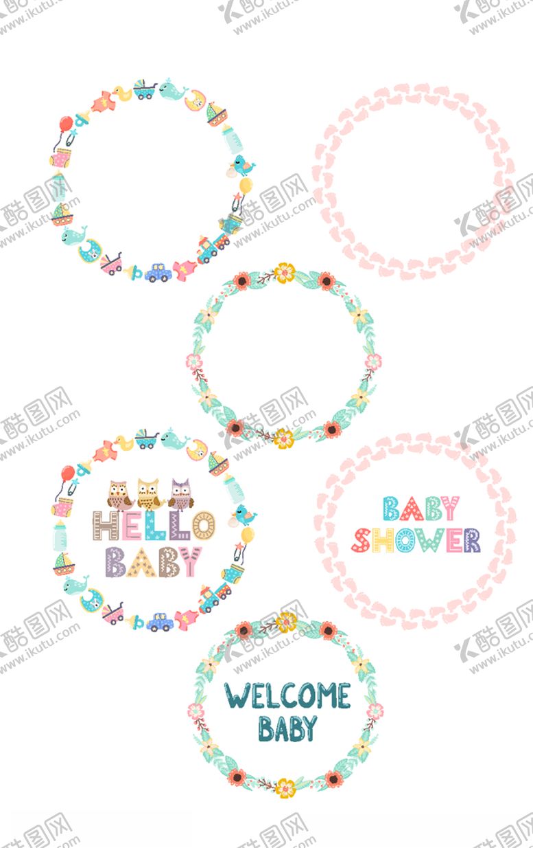 编号：16271209110856184615【酷图网】源文件下载-少儿卡通花环元素