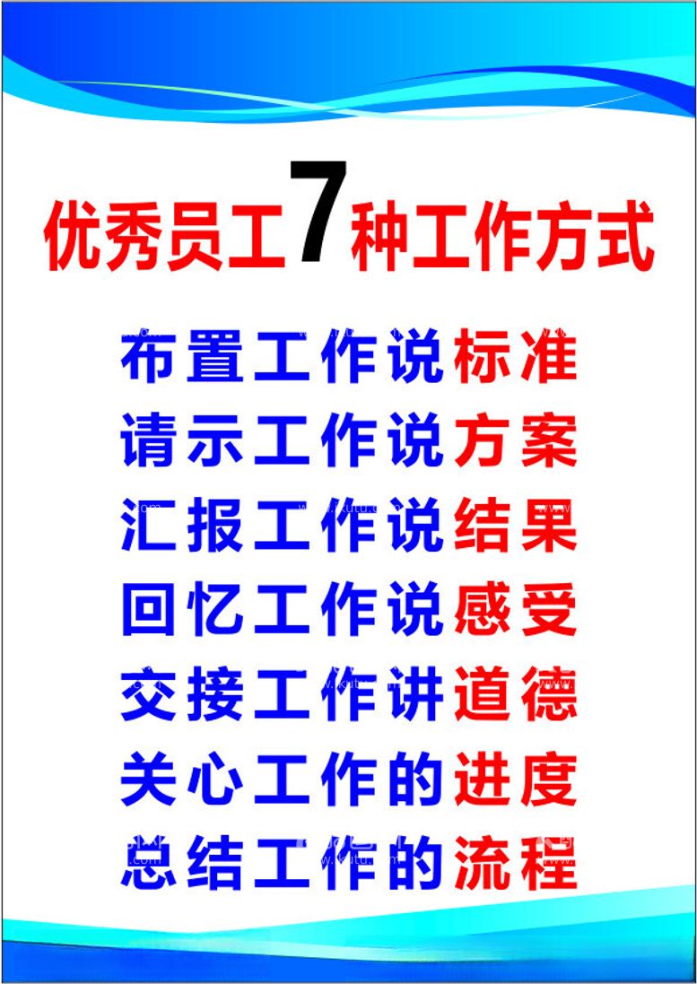 编号：74937912230612284424【酷图网】源文件下载-优秀员工7种工作方式