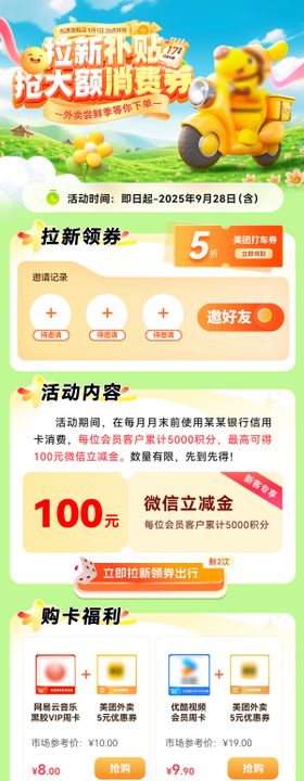 金融出行外卖拉新补贴红包消费券海报长