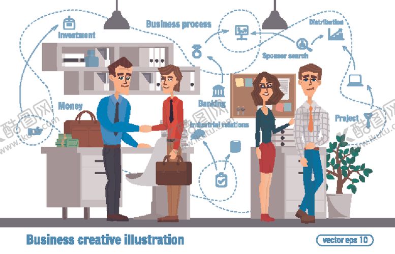 编号：63787110020314422407【酷图网】源文件下载-扁平化工作场景与人物