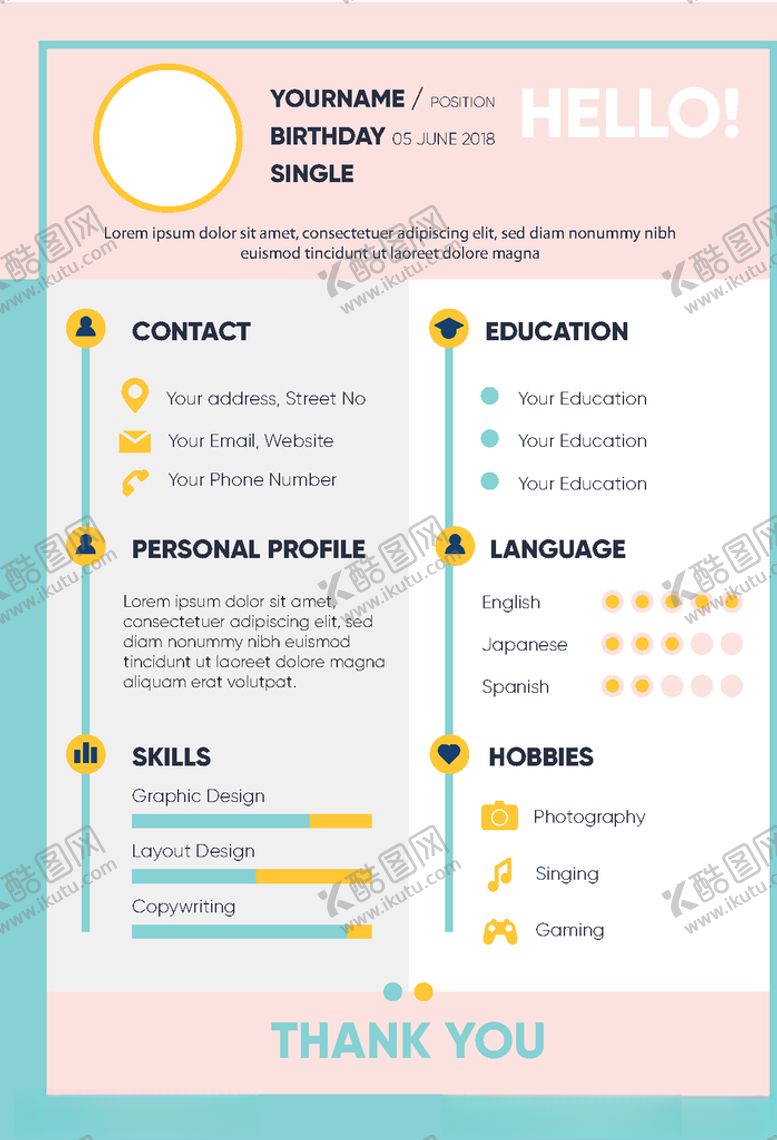 编号：73398710290415078498【酷图网】源文件下载-简历模板设计