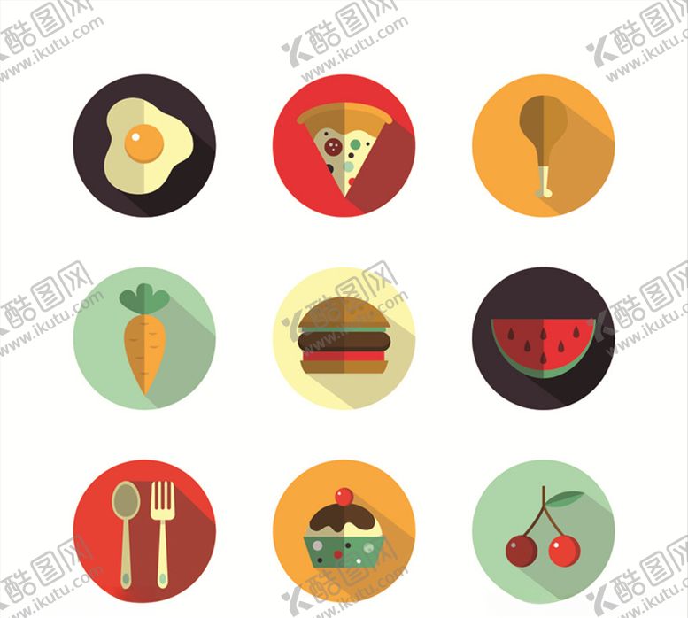 编号：38343507041117539957【酷图网】源文件下载-美味食物图标矢量图