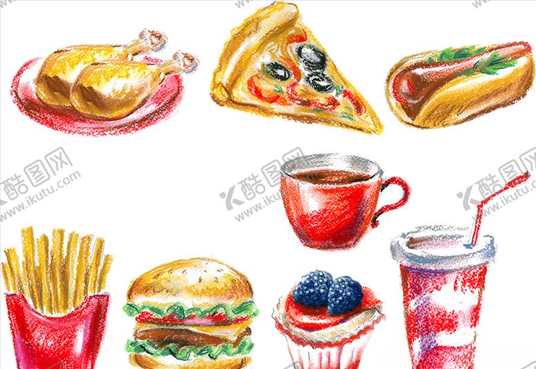 编号：99827910052034523906【酷图网】源文件下载-水彩快餐西餐