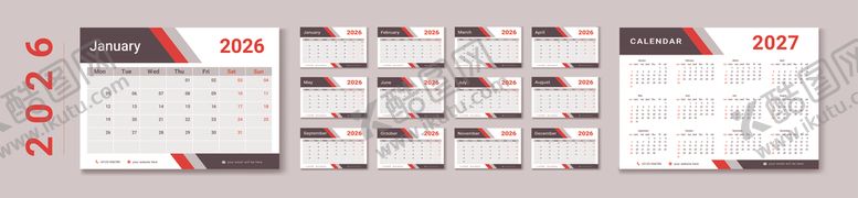 编号：19549104030157533744【酷图网】源文件下载-2026年台历模板