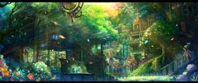 彩色动漫场景插画背景
