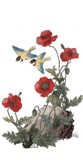 中国古风传统花鸟图案