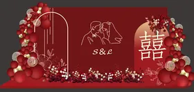 结婚订婚美陈背景KT板气球花艺