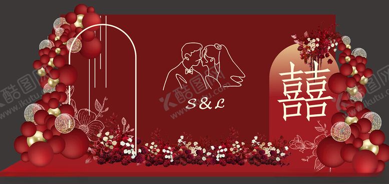 编号：87320411020735249742【酷图网】源文件下载-结婚订婚美陈背景KT板气球花艺