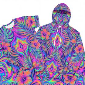 多彩花卉图案连帽卫衣