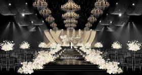 奢华黑金婚礼舞台布置