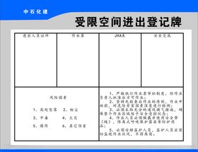 受限空间进出登记牌