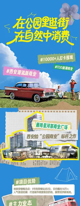 公园经济户外复古拼贴长图