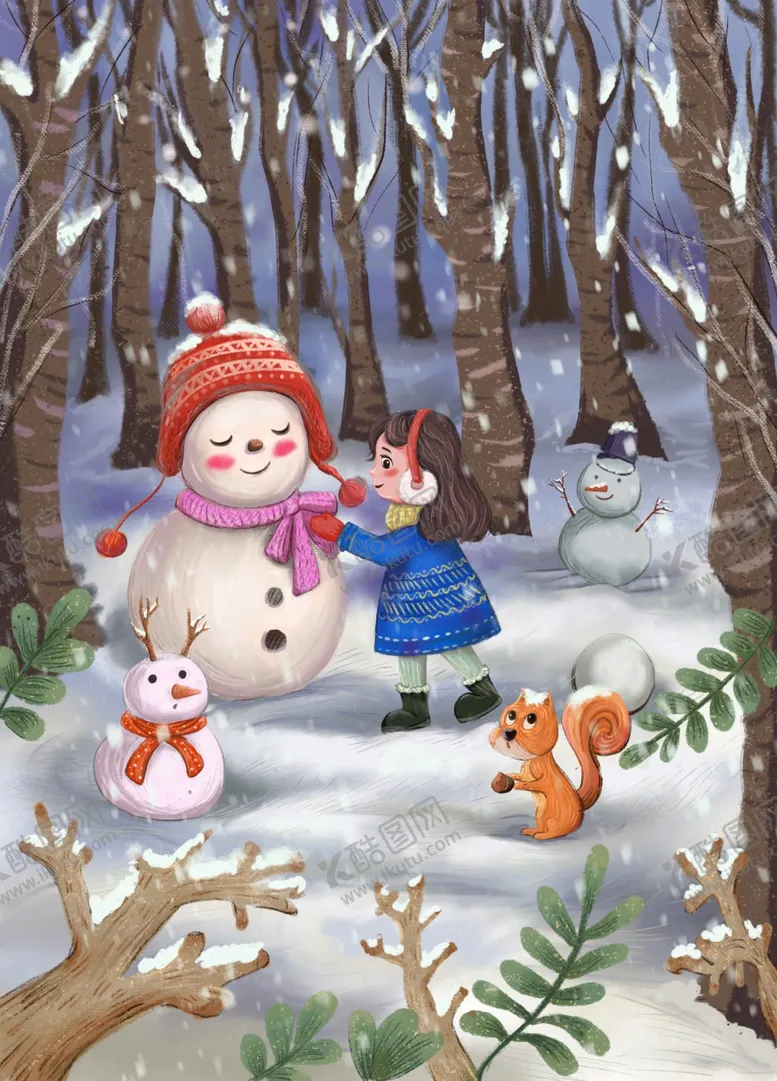 编号：64528906240943154828【酷图网】源文件下载-冬天雪人插画