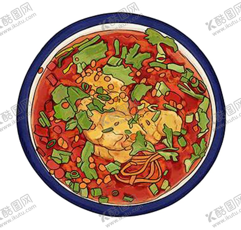 手绘脑花卡通美食名吃美味小吃