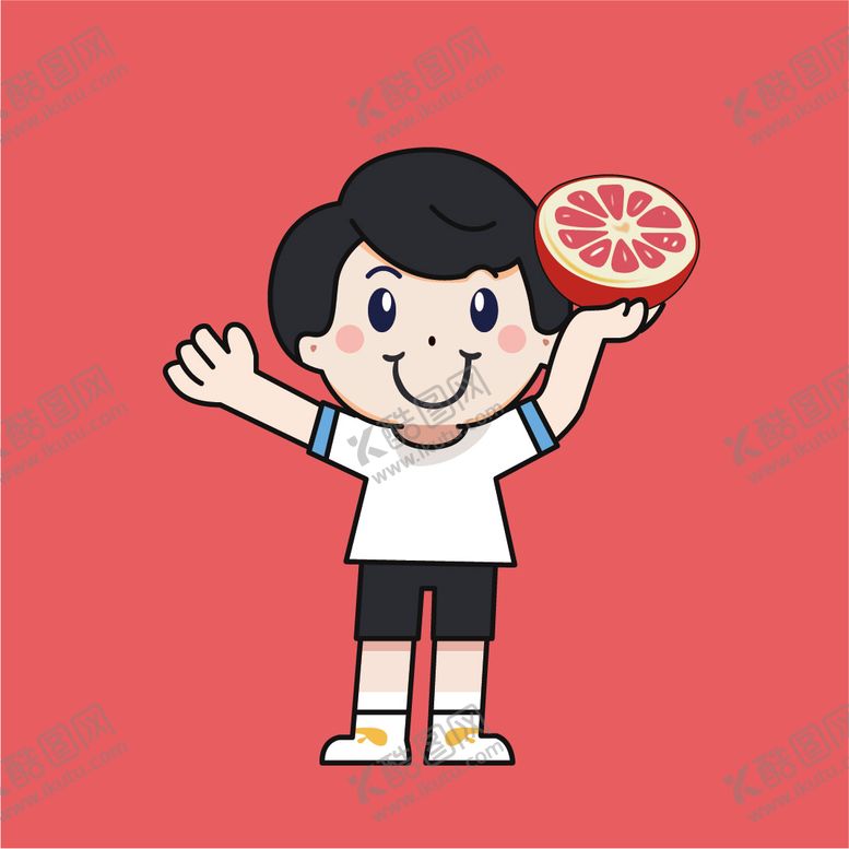 编号：88295802101403537922【酷图网】源文件下载-小男孩西柚插画