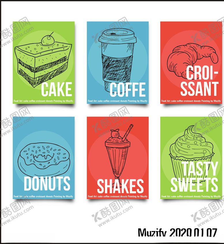 编号：70931510311530506779【酷图网】源文件下载-6款入甜品店装饰画