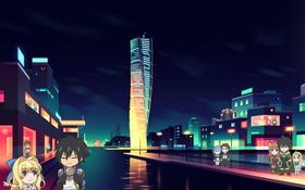 彩色几何城市插画背景