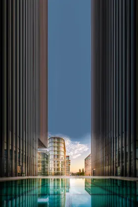 城市建筑园林写字楼彩色广告设计