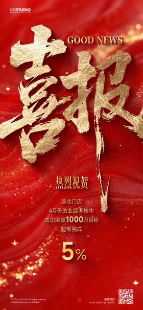 红金喜报销售业绩企业战报海报