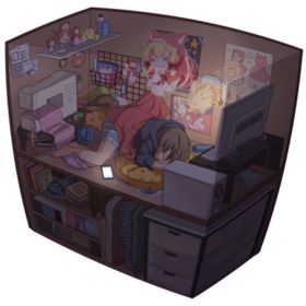 彩色动漫场景插画背景