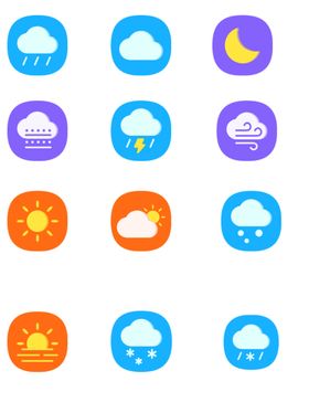 天气扁平风标签图标免扣