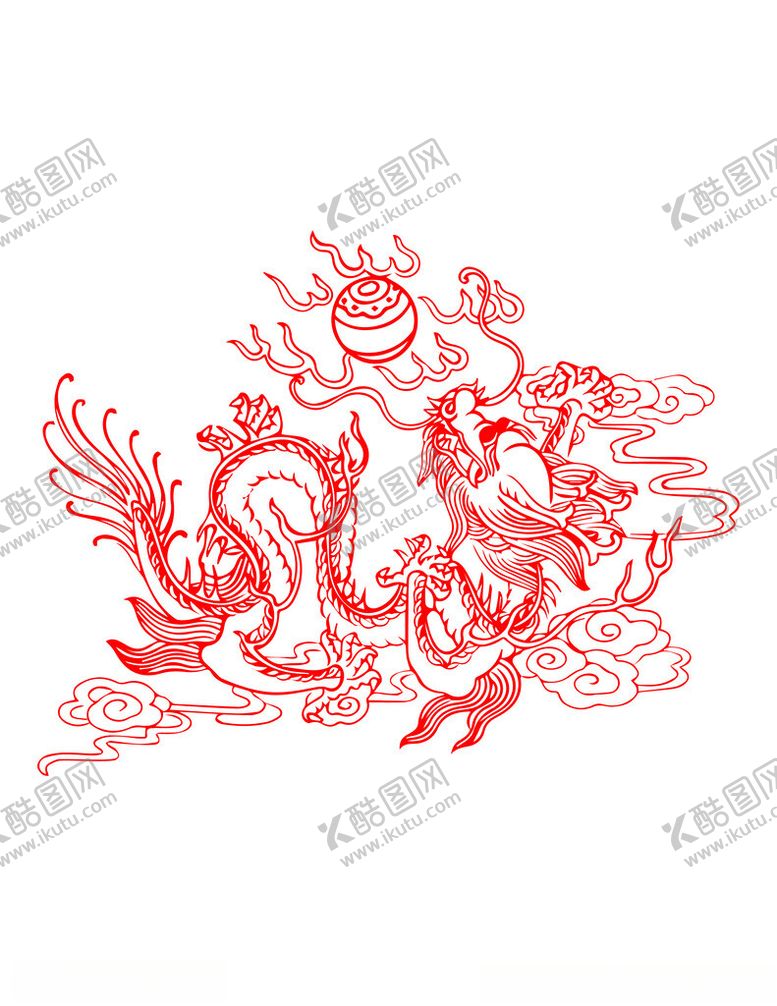 编号：68194102100325335658【酷图网】源文件下载-剪纸龙