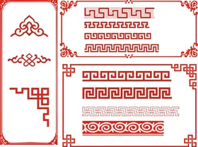边框相古典花红色