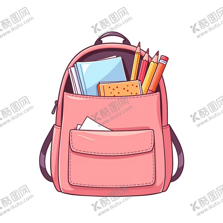 编号：70239602260219255449【酷图网】源文件下载-背包里装满了书本和文具