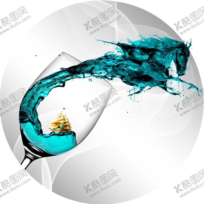 编号：92708001170354366344【酷图网】源文件下载-酒杯圆形挂画装饰画