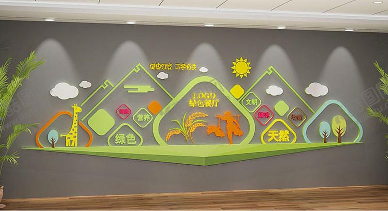 编号：15002103241727447597【酷图网】源文件下载-食堂餐厅文化墙设计