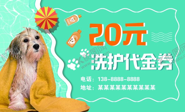 编号：84380510022309562359【酷图网】源文件下载-宠物洗护代金券