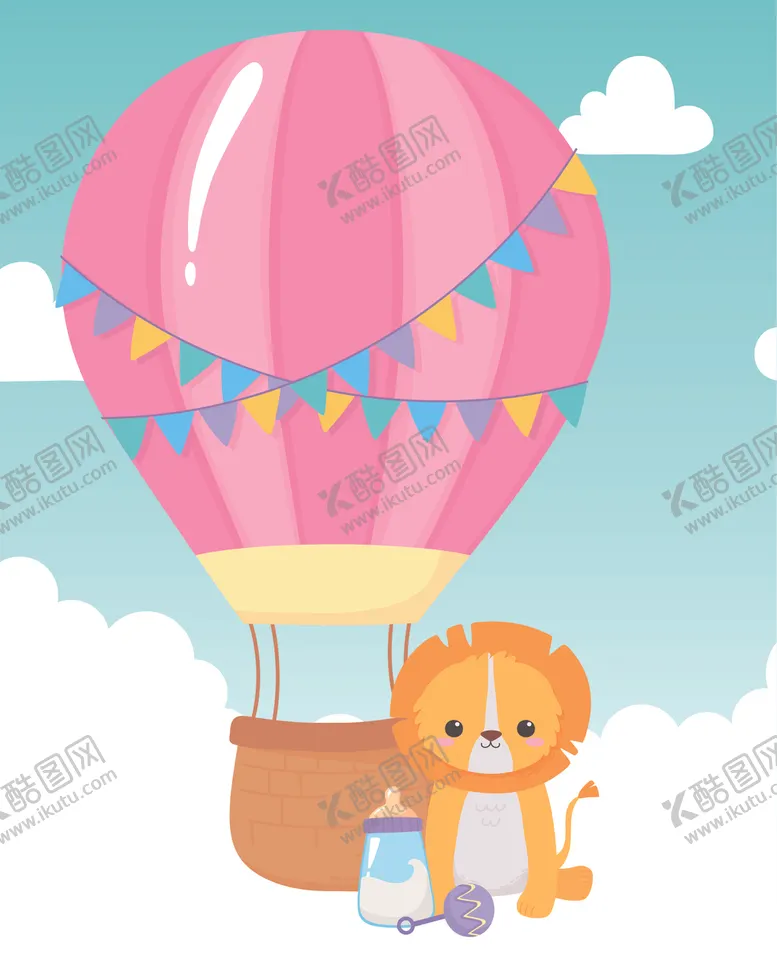 手绘淡彩动物洗礼童年卡通
