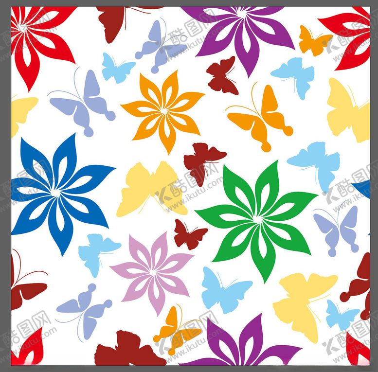 编号：33274504030911545511【酷图网】源文件下载-多彩蝴蝶花朵图案背景